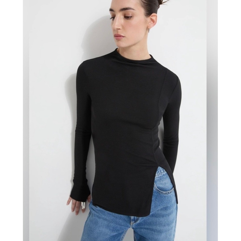 Marcella Ribbed Long Sleeve with Split Hem